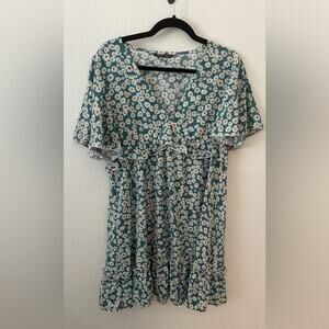 Floral Blue and White Dress